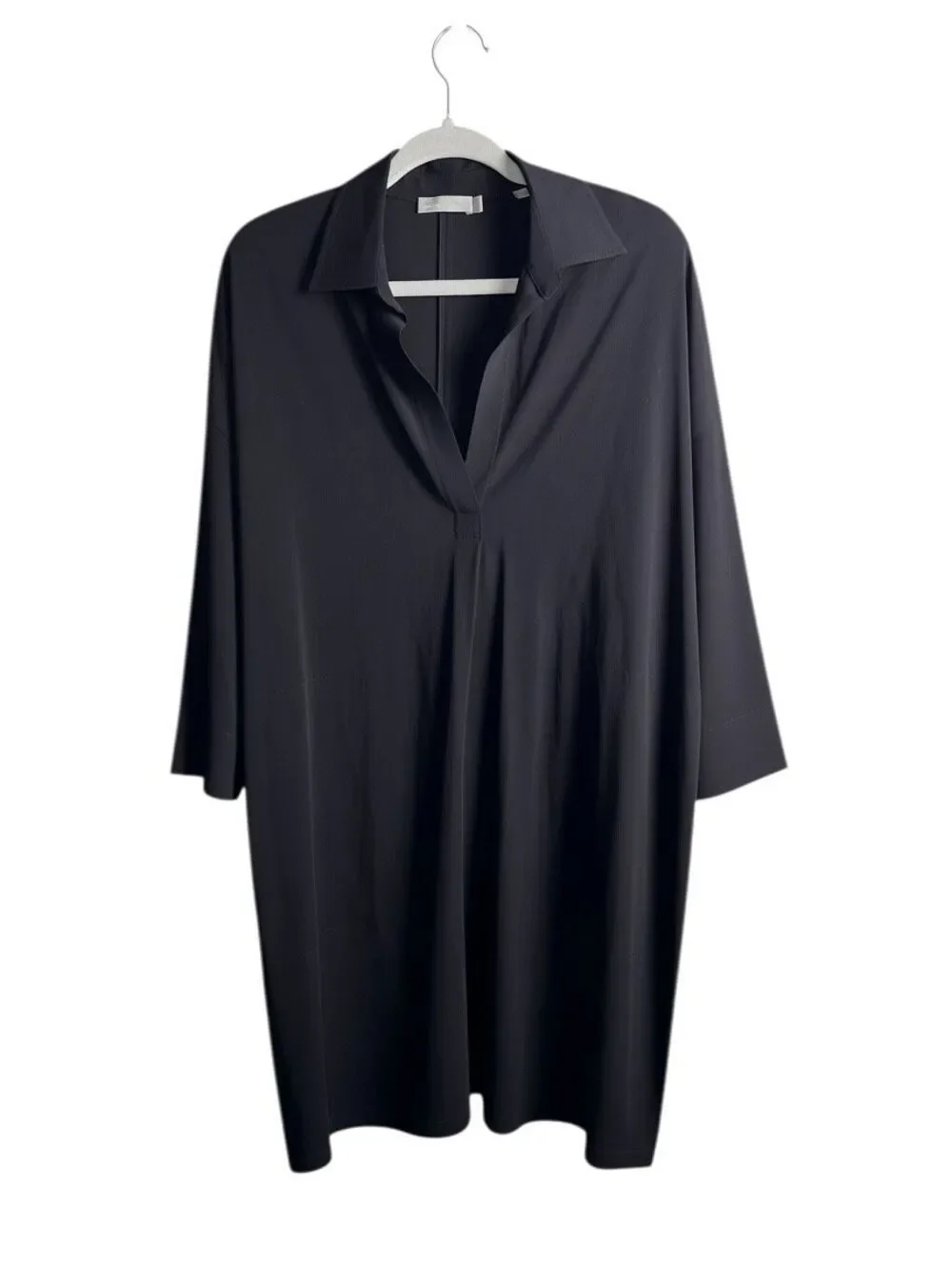 Vince Black Midi Kaftan Dress Size Small Viscose Boxy Luxury Flowy